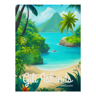 Gili-Inseln Indonesien Strand Reiseplakat Poster