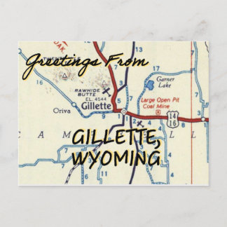 Gillette Wyoming Vintag Map Postkarte