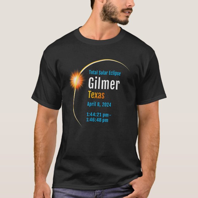 Gilmer Texas Tx Total Solar Eclipse 2024 1 T-Shirt (Vorderseite)