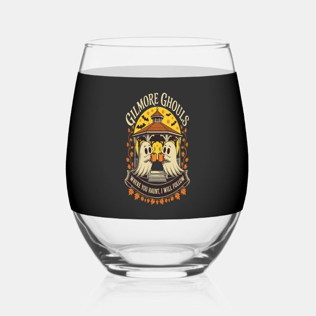 Gilmore Ghouls Halloween Ghost Weinglas Ohne Stiel (Vorderseite)