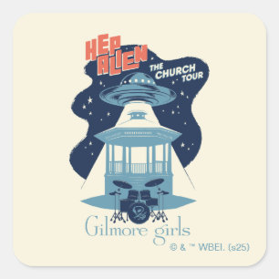 Gilmore Girls Hep Alien Kirchen-Tour Quadratischer Aufkleber