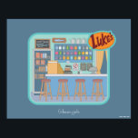 Gilmore Girls | Luke's Diner Graphic Poster<br><div class="desc">Treten Sie ein in das Herz von Stars Hollow mit dieser charmanten Illustration von Luke's Diner. Von den klassischen Thekhockern bis hin zum farbenfrohen Chalkboard-Menü,  erfasst dieses Design jedes Detail des geliebten lokalen Hangout.</div>