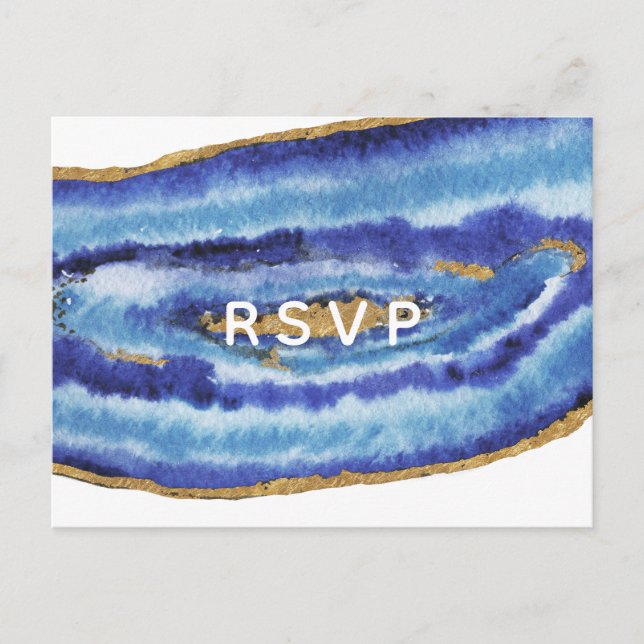 Gilt Agate Wedding Invitations rsvp Postcard (Devant)