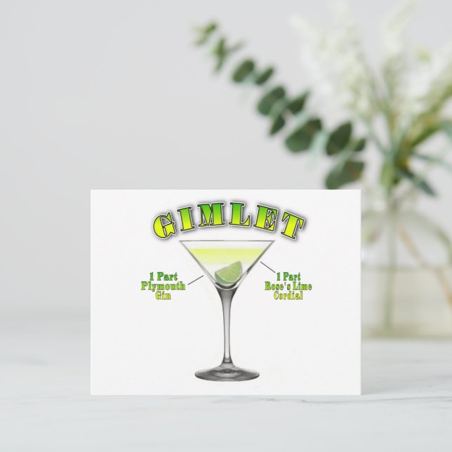 Gimlet Martini Cocktail Recia Postkarte (Stehend Vorderseite)