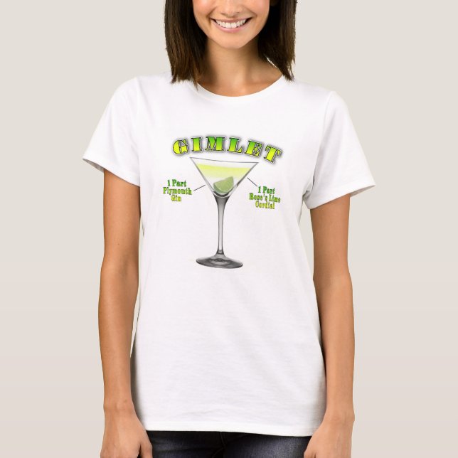 Gimlet Martini Cocktail Recipe Art T-Shirt (Vorderseite)