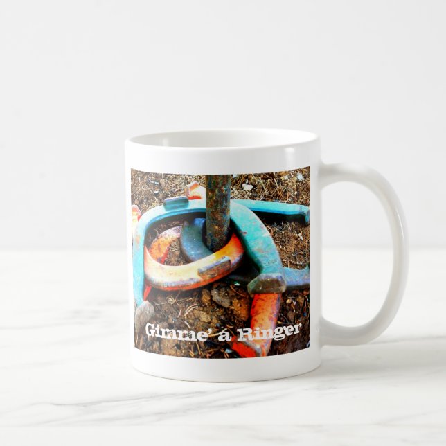 Gimme' a Ringer Horseshoe Pitching Geschenke Kaffeetasse (Rechts)
