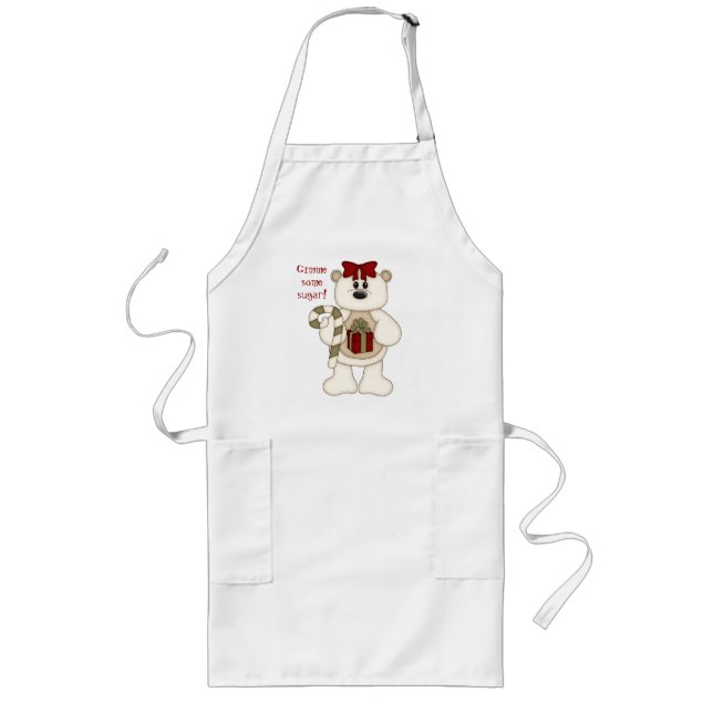 Gimme etwas Zucker! Niedlicher Weißer Weihnachtsbä Lange Schürze (Vorne)
