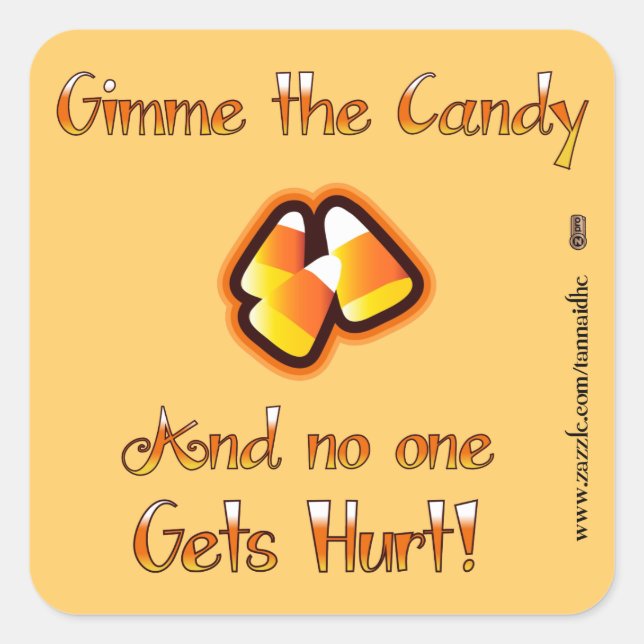 Gimme the Candy Quadratischer Aufkleber (Vorderseite)
