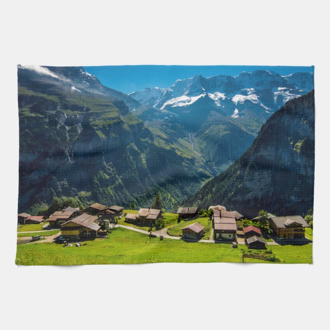 Gimmelwald in den Schweizer Alpen - die Schweiz Küchentuch (Horizontal)