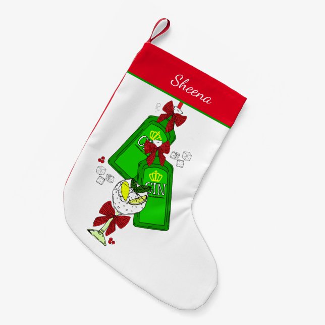 Gin Drinker Gingle Bells Hängende Flaschen Funny Kleiner Weihnachtsstrumpf (Vorderansicht (hängend))