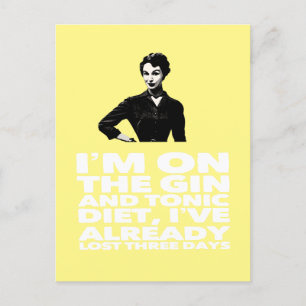 Gin et Tonic Diet vintage dame Carte postale