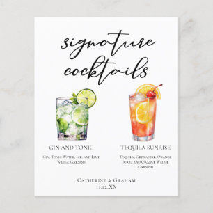 Gin et Tonic Tequila Sunrise Cocktails Menu