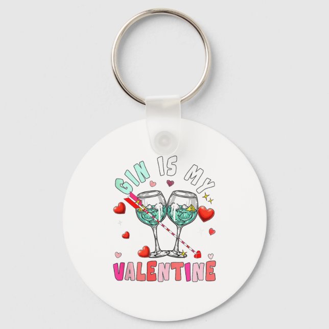 Gin Is My Valentine Hearts Matching Drinker Family Schlüsselanhänger (Vorderseite)