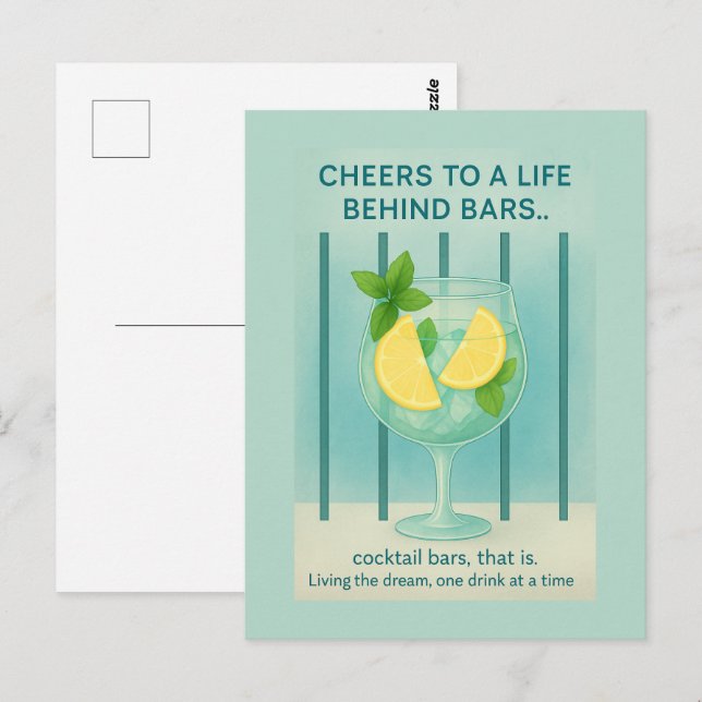 Gin Lover Card | Cheers Cocktail Humorous Postkarte (Vorne/Hinten)