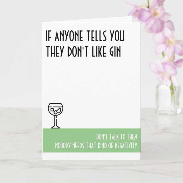 Gin Lover's Standard Green Birthday Karte (Orchidee)