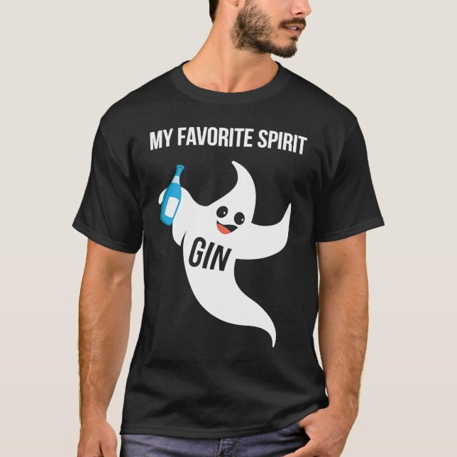 Gin My Favorite Spirit  Halloween Drinking Costume T-Shirt (Vorderseite)