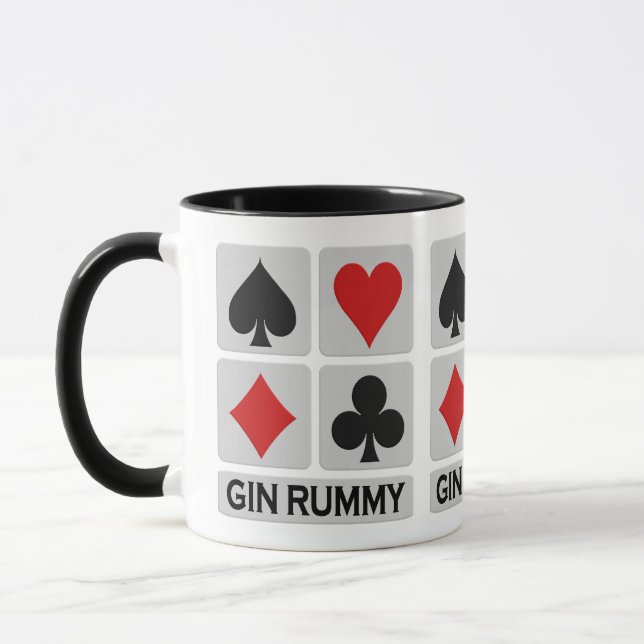 Gin Rummy Tasse - wählen Sie Stil & Farbe (Links)