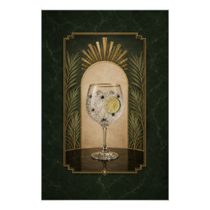 Gin & Tonic Art Deco Poster Bar Kunst