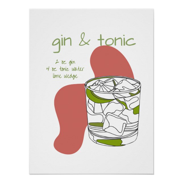 Gin & Tonic Art Print - Moderne Drink Kunst Poster (Vorderseite)