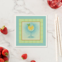 Gin & Tonic Cocktail Serviette  Zitronen-Minze-Was
