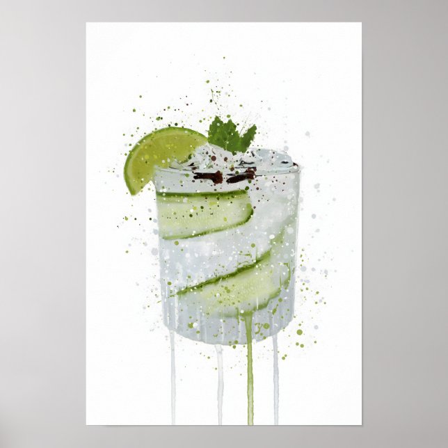 Gin & Tonic 'Gurke und Limette'  Poster (Vorne)