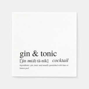 Gin & Tonic Modern Quote Black Typografie Serviette