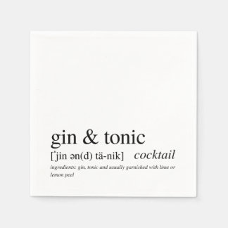 Gin & Tonic Modern Zitat Schwarze Typografie Serviette