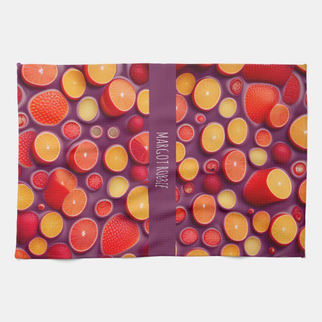Gin Tonic Orange farbiges Muster Geschirrtuch (Horizontal)