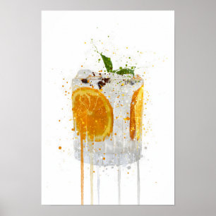 Gin & Tonic 'Orange und Basilikum' Poster