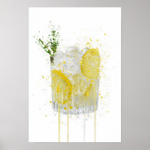 Gin & Tonic 'Zitrone und Thymian' Poster