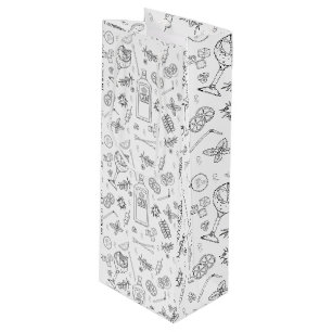 Gin und Tonic Doodle Cocktailparty-Flaschenbeutel Geschenktüte Für Weinflaschen