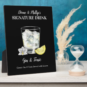 Gin und Tonic Signature Cocktail Bar Schild Fotoplatte