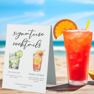 Gin und Tonic Tequila Sunrise Cocktails Menü Tischaufsteller