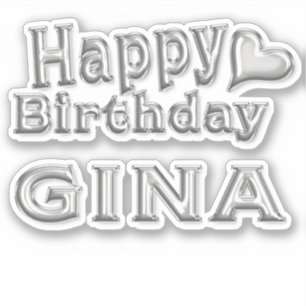 Gina Happy Birthday silver Aufkleber Sticker