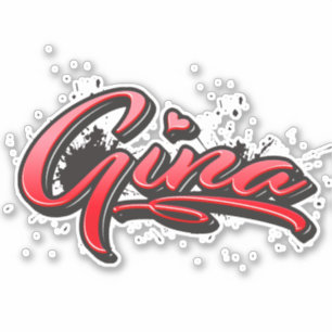 Gina red Heart Graffiti Aufkleber Sticker