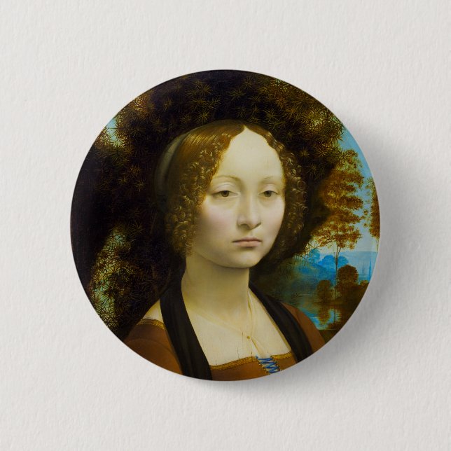 Ginevra de' Benci von Leonardo da Vinci Button (Vorderseite)