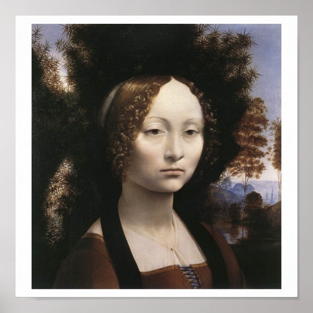Ginevra de' Benci von Leonardo Da Vinci Poster (Vorne)
