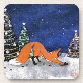 Ging Fox an einer Winternacht. Getränkeuntersetzer