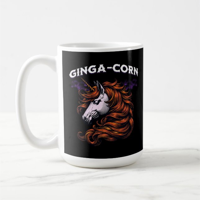 Ginga-Mais Lustiges Ingwer-Einhorn-Design Kaffeetasse (Links)