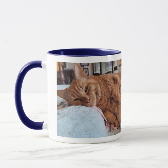 Gingembre Sleepy Chat Matin Mug (Gauche)