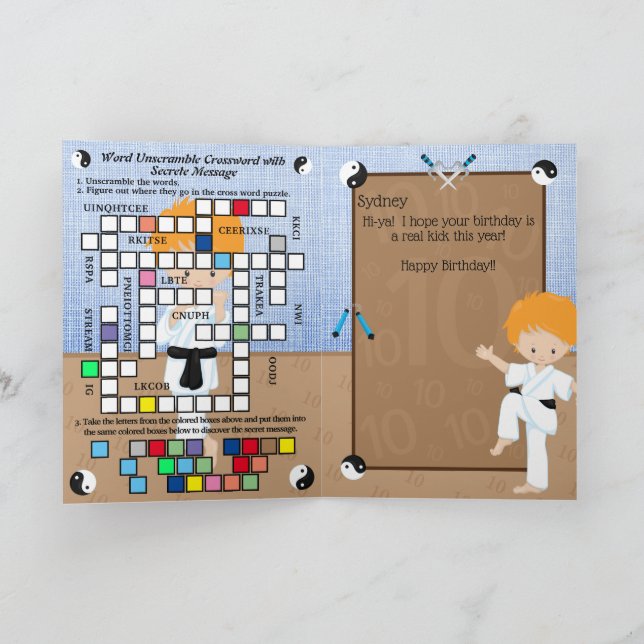 Ginger Boys Karate Secret Message Happy Birthday Karte (Innenseite)