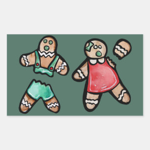 Ginger Bread Couple Snap Gingerbread Mann Cookies Rechteckiger Aufkleber