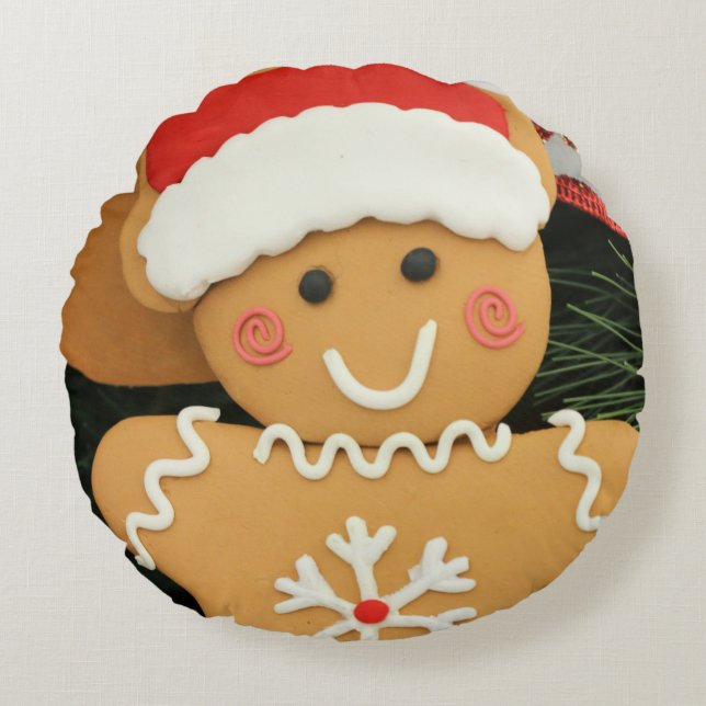 Ginger Bread Rundes Kissen (Vorderseite)