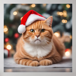 Ginger British Shorthair Christmas Poster