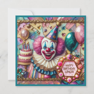 GINGER ~ Carte d'anniversaire ~ Clown ~