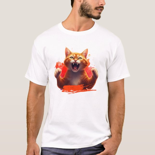 Ginger Cat Angry T-Shirt (Vorderseite)