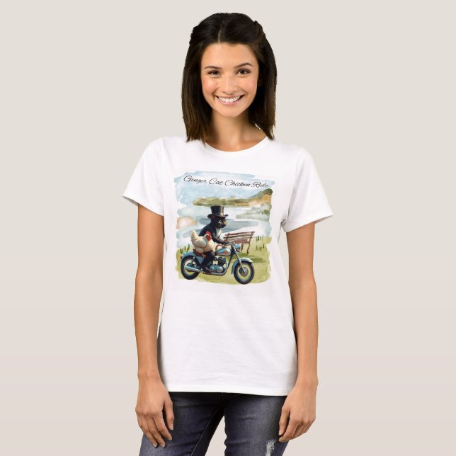 Ginger Cat Chicken Ride T-Shirt (Vorne ganz)