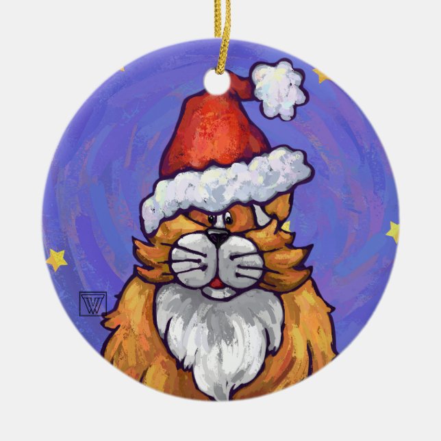 Ginger Cat Christmas Keramik Ornament (Vorne)
