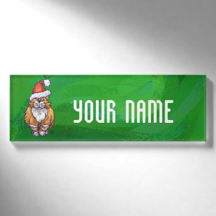 Ginger Cat Christmas on Green Namenschild