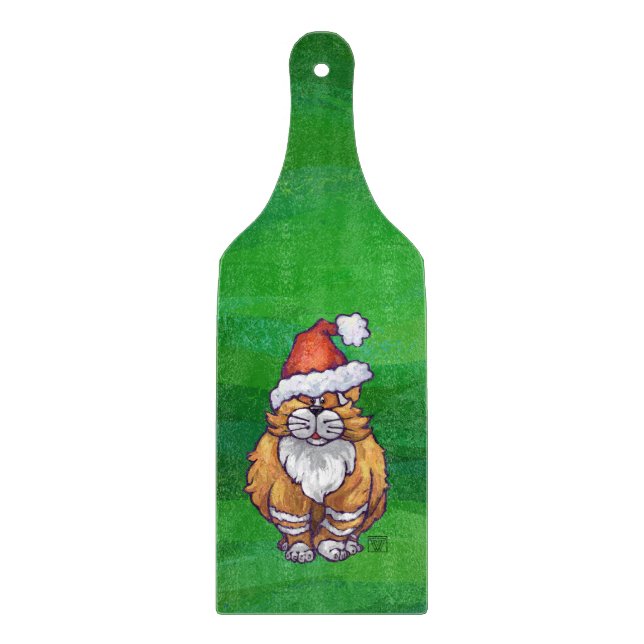 Ginger Cat Christmas on Green Schneidebrett (Vorderseite)